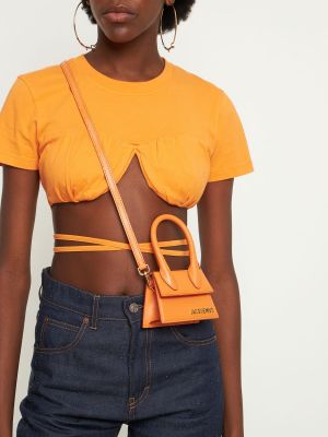 Кожени чанта Jacquemus оранжево