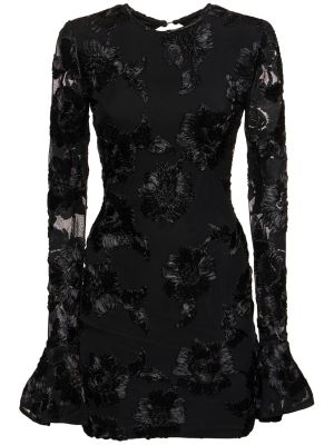 Μini φόρεμα με στενή εφαρμογή από διχτυωτό Rotate μαύρο