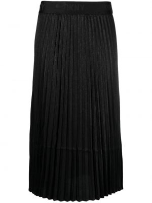 Plisovaná žakárová midi sukňa Dkny čierna