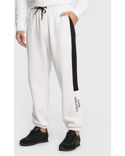 Calvin Klein Jeans Melegítő alsó J30J322045 Fehér Relaxed Fit