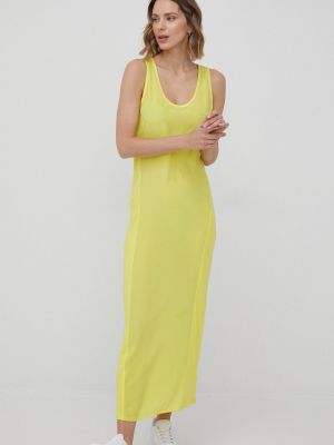 Calvin Klein selyem ruha sárga, maxi, testhezálló