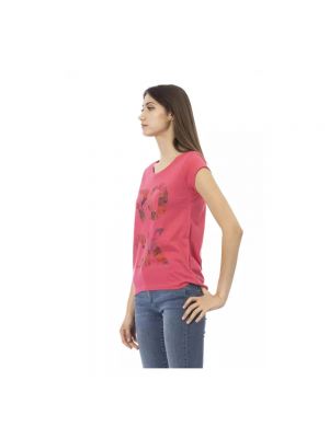 Koszulka z nadrukiem Trussardi różowa