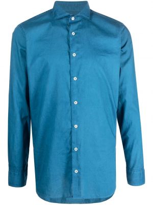 Bavlněná košile s knoflíky Lardini modrá