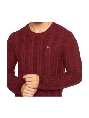 Sweter z dżerseju z okrągłym dekoltem Tommy Hilfiger czerwony