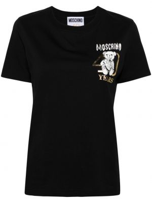 T-shirt aus baumwoll mit print Moschino schwarz