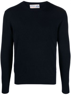 Кашмирен пуловер с кръгло деколте Ballantyne синьо