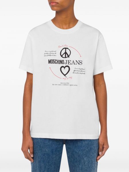 Raštuotas medvilninis marškinėliai Moschino Jeans