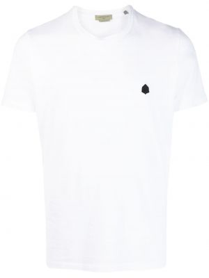 Памучна тениска бродирана Corneliani бяло
