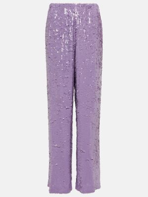 Pantalones rectos con lentejuelas Dries Van Noten violeta
