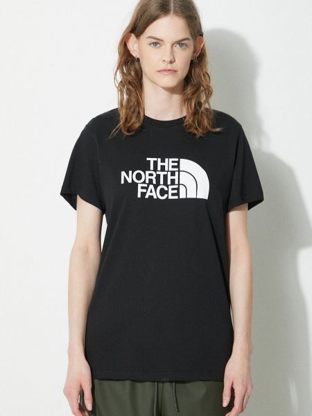 Relaxed памучна тениска The North Face черно