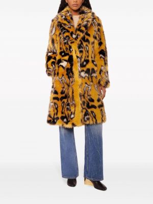 Manteau de fourrure à imprimé à imprimé léopard Rabanne jaune