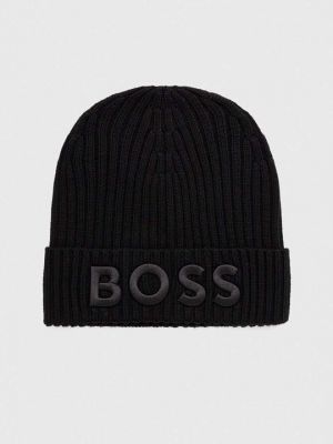 Шерстяная шапка Boss черная