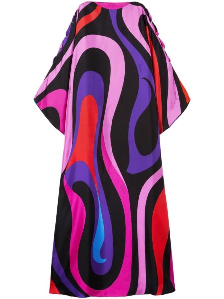 Копринена рокля с принт Pucci виолетово