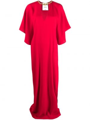 Krepové dlouhé šaty Moschino červená