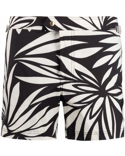 Shorts à fleurs couleur unie Tom Ford noir