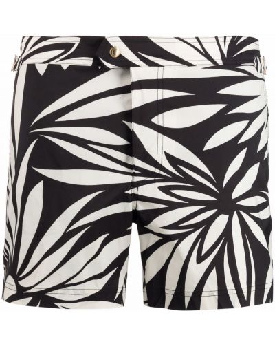 Trykt solid farge floral shorts Tom Ford svart