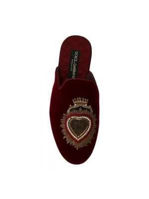 Calzado con bordado de terciopelo‏‏‎ con corazón Dolce & Gabbana rojo