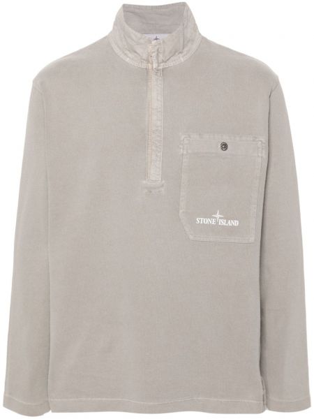 Pullover mit reißverschluss mit print Stone Island grau