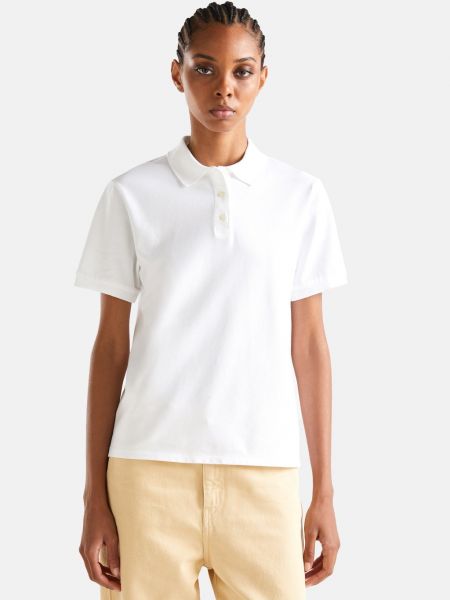 Рубашка-поло COMFORT FIT STRAIGHT HEM SAME COLOUR EMBROI United Colors of Benetton, white