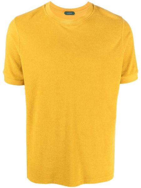 Medvilninis marškinėliai apvaliu kaklu Zanone geltona