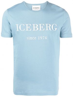 Raštuotas medvilninis marškinėliai Iceberg mėlyna