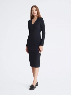 Платье Calvin Klein Stretch Crepe Midi черный