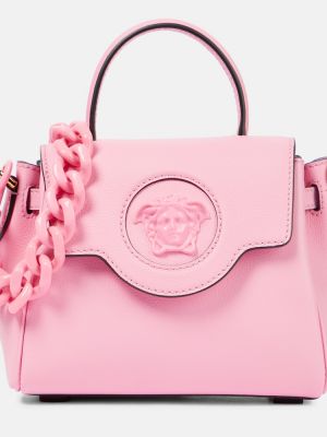 Bolso clutch de cuero de cuero Versace rosa