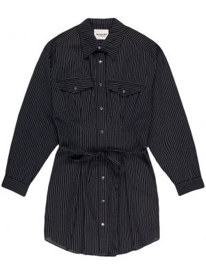 Pruhované košeľové šaty s potlačou Marant Etoile čierna