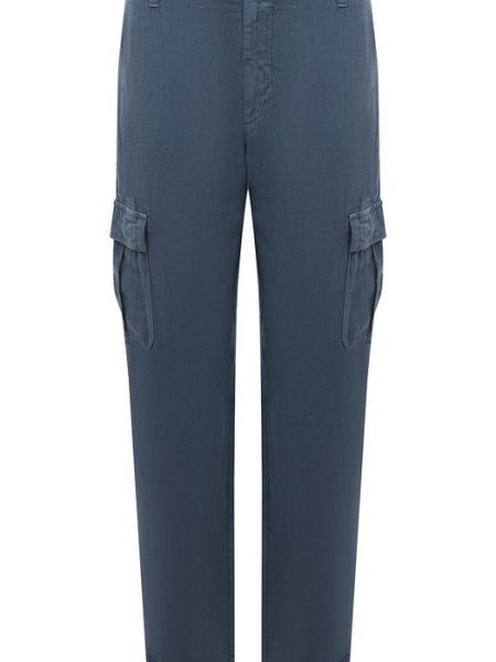Льняные брюки карго 120% Lino синие