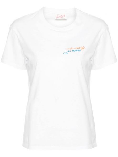 T-shirt brodé avec imprimé slogan Mc2 Saint Barth blanc