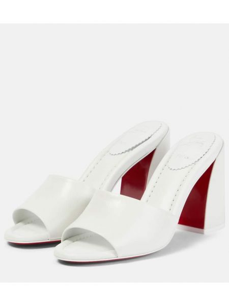 Papuci tip mules din piele Christian Louboutin alb