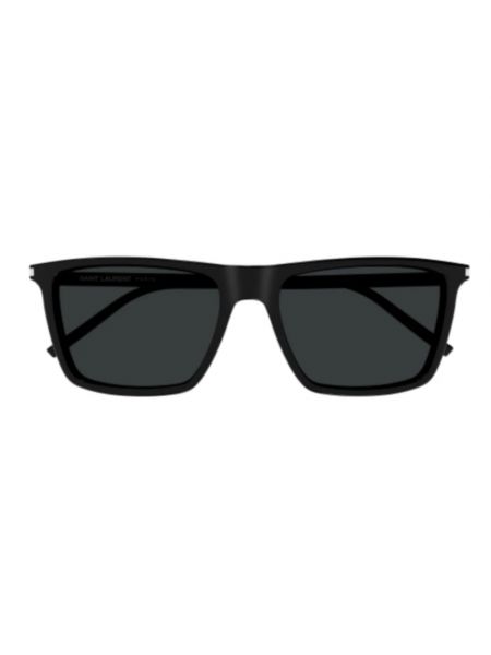 Okulary przeciwsłoneczne skórzane eleganckie Saint Laurent czarne