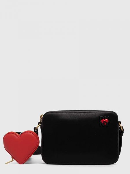 Kožna torbica s uzorkom srca Dkny crna