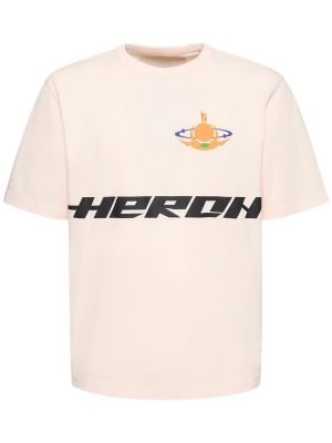Kokvilnas t-krekls ar apdruku džersija Heron Preston balts