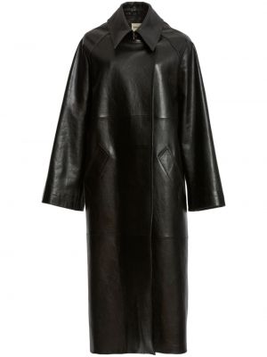 Manteau en cuir Khaite noir