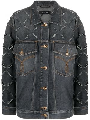 Apgrūtināti džinsa jaka Versace pelēks