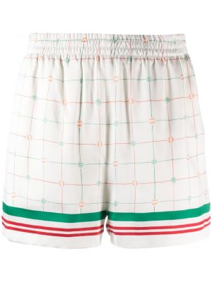 Kratke hlače s karirastim vzorcem s potiskom Casablanca bela