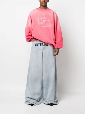 Sweat brodé avec imprimé slogan en coton Vetements rose