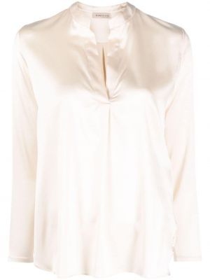 Jedwabna bluzka z dekoltem w serek Blanca Vita biała