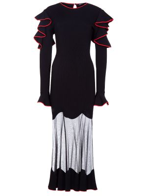 Вечернее платье с сеткой Alexander Mcqueen черное
