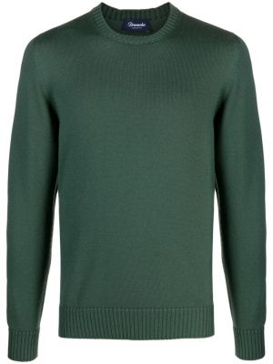 Maglione di lana in lana merino con scollo tondo Drumohr verde