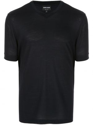 Тениска с v-образно деколте Giorgio Armani черно