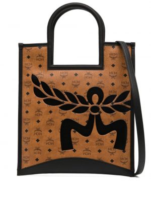 Δερμάτινη τσάντα shopper με σχέδιο Mcm