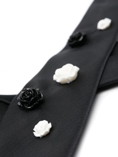 Cravate en soie à fleurs avec applique Canaku