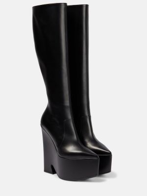 Stivali di gomma di pelle con platform Versace nero