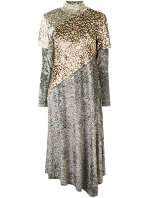 Žametna obleka iz rebrastega žameta s cvetličnim vzorcem Goen.j