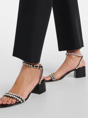 Sandali di pelle con cristalli Mach & Mach nero