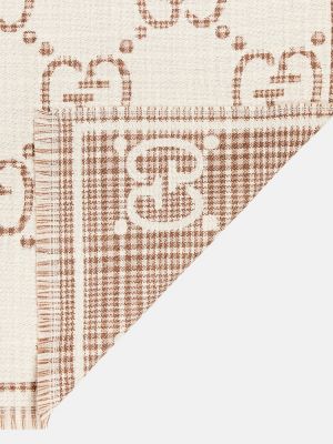 Sciarpa di lana di lana in tessuto jacquard Gucci beige