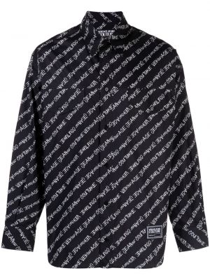 Camicia di cotone con stampa Versace nero