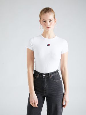 Тениска slim Tommy Jeans бяло
